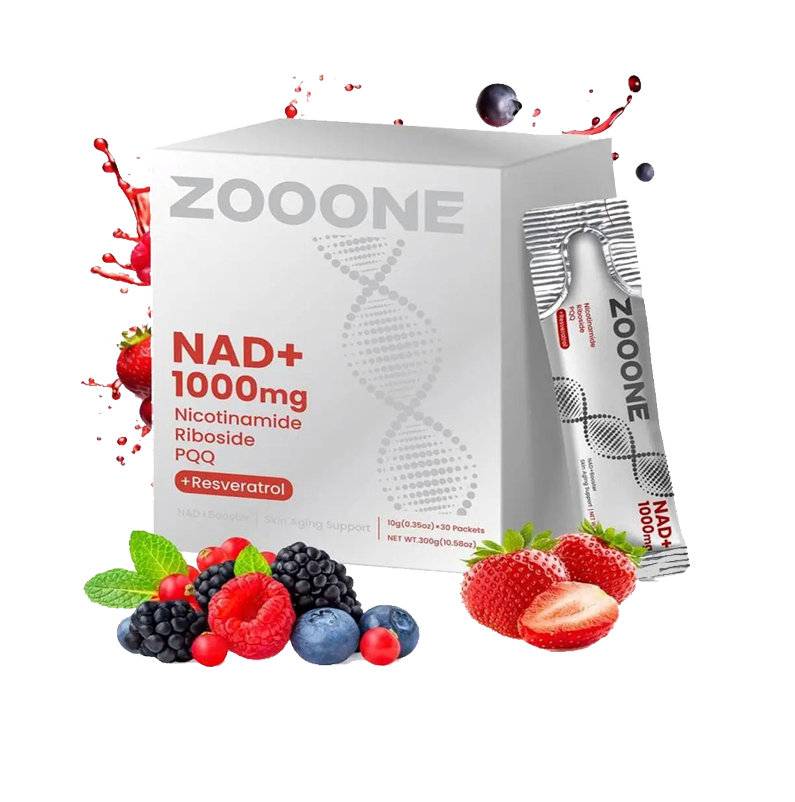 High-Potency NAD+ Liquid Supplement Berry Flavor Mix With Nicotinamide Riboside Boosts Cellular Energy Focus No Additives