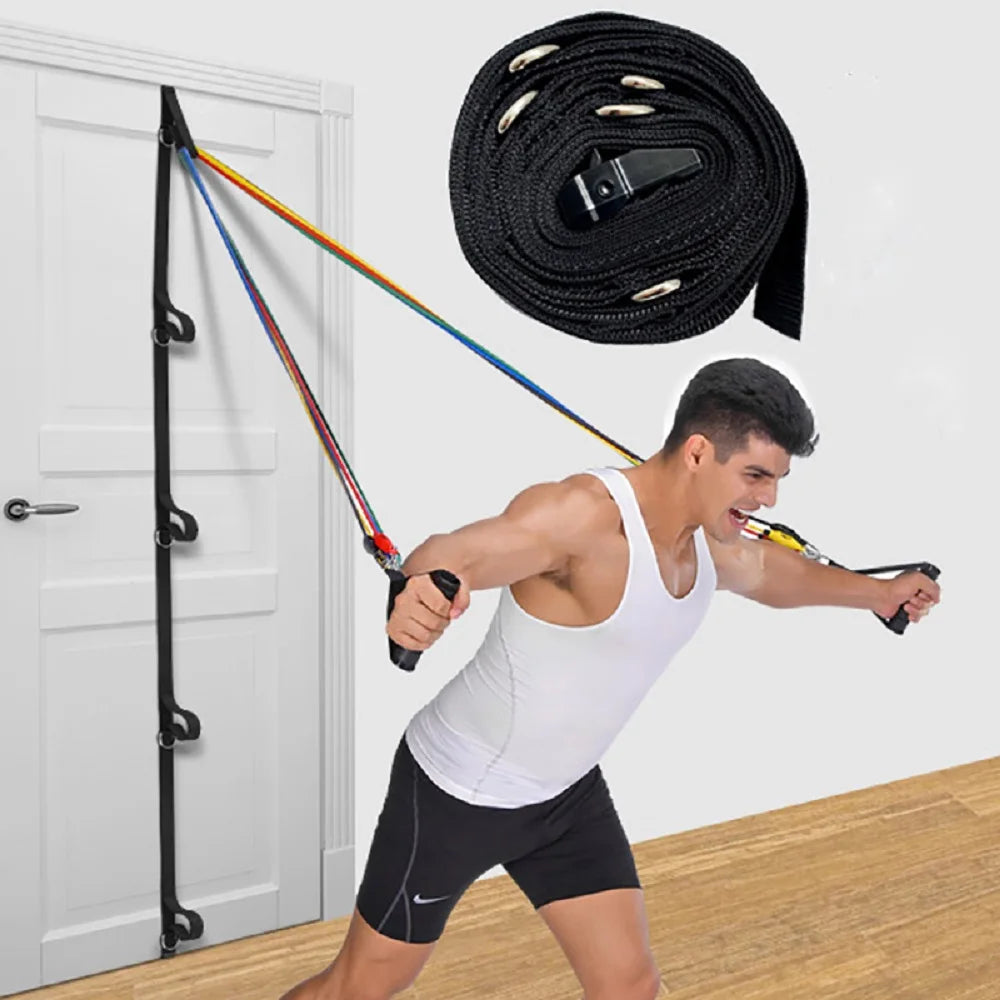 Multifunctional Home Fitness Equipment – Elastic Rope Door Pull Strap, Portable Resistance Training System