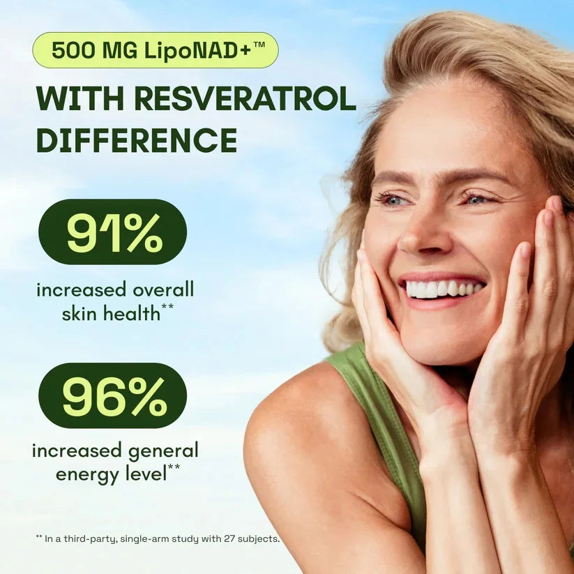 NAD+ ADVANCED 500mg – Liposomal NAD Supplement with Resveratrol for Skin Health & Energy Support - 60 Capsules