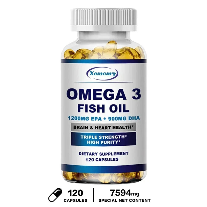 Omega-3 Fish Oil – High EPA 1200mg + DHA 900mg Triple Strength Capsules