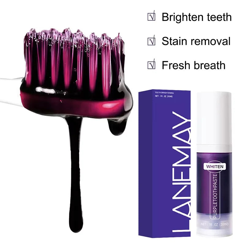 Toothpaste - 5D Teeth Whitening – Color Correction with V34 Purple Dye for Brighter, Whiter Teeth & Fresh Breath