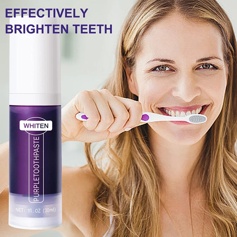 Toothpaste - 5D Teeth Whitening – Color Correction with V34 Purple Dye for Brighter, Whiter Teeth & Fresh Breath