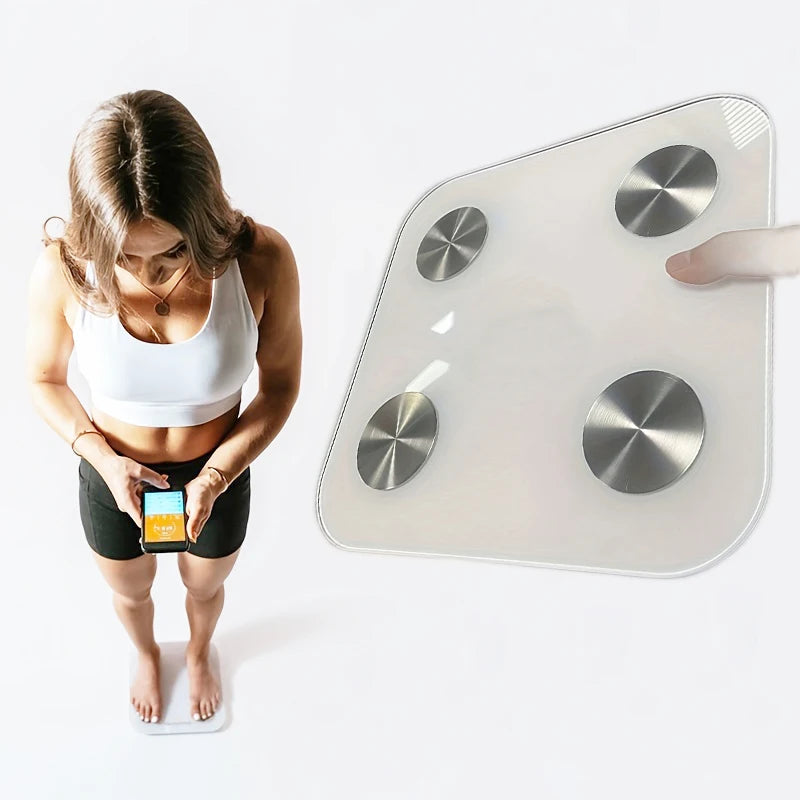 Bluetooth 2 Smart Body Composition Scale – Sleek Minimalist Design with BMR & Heart Rate Tracking