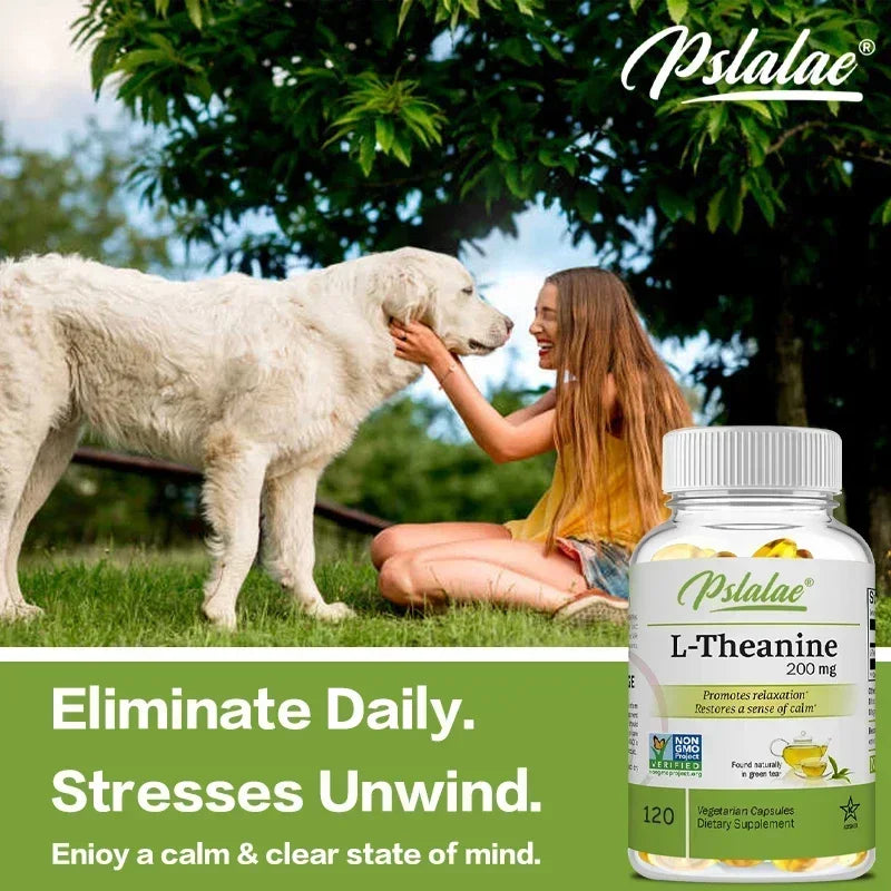 L-Theanine 200 Mg - A naturally occurring amino acid. Relieve Fatigue, Improve Negative Emotions, Relax The Body and Mind, and Improve Sleep Quality