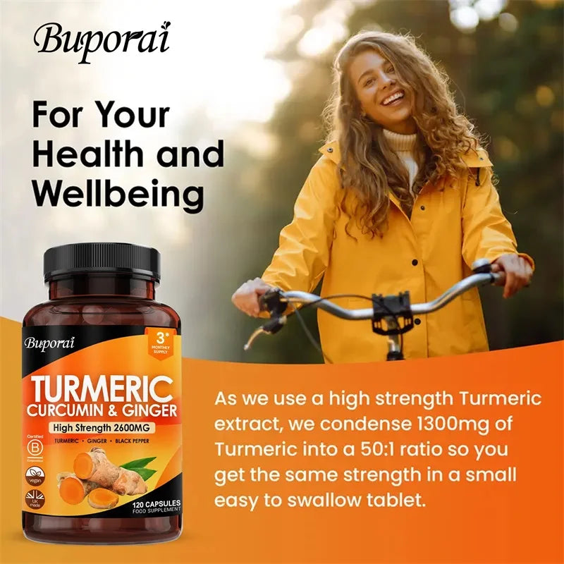 Turmeric, Ginger & Black Pepper 3-in-1 - 2600mg – Joint, Digestive & Immune Support