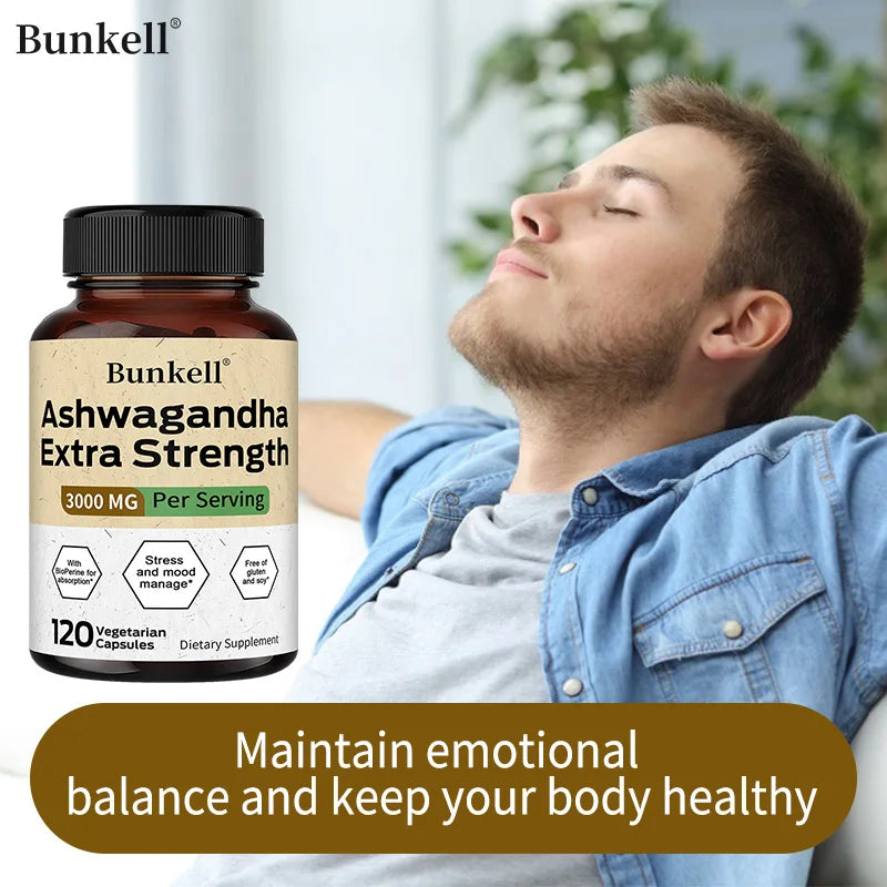 Ashwagandha 3000 mg Capsules with BioPerine – Stress Balance, Mood & Vitality Support