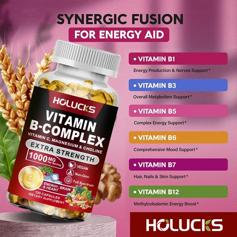 Vitamin B Complex Supplement with Vitamin C & Inositol – Energy, Metabolism, Brain & Heart Health