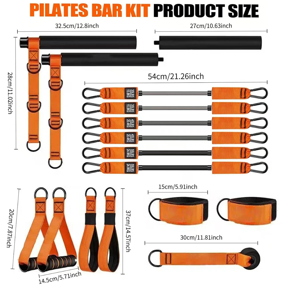 Workout Bar Fitness Resistance Bands Set Pilates Yoga Pull Rope Exercise Training Expander Strength Training Home Bodybuilding