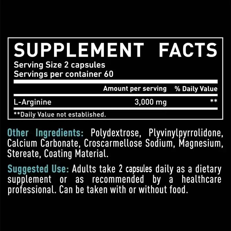 L-Arginine - Supports Muscle Growth, Promotes Blood Circulation, and Enhances Immunity, Improves Endurance and Performance