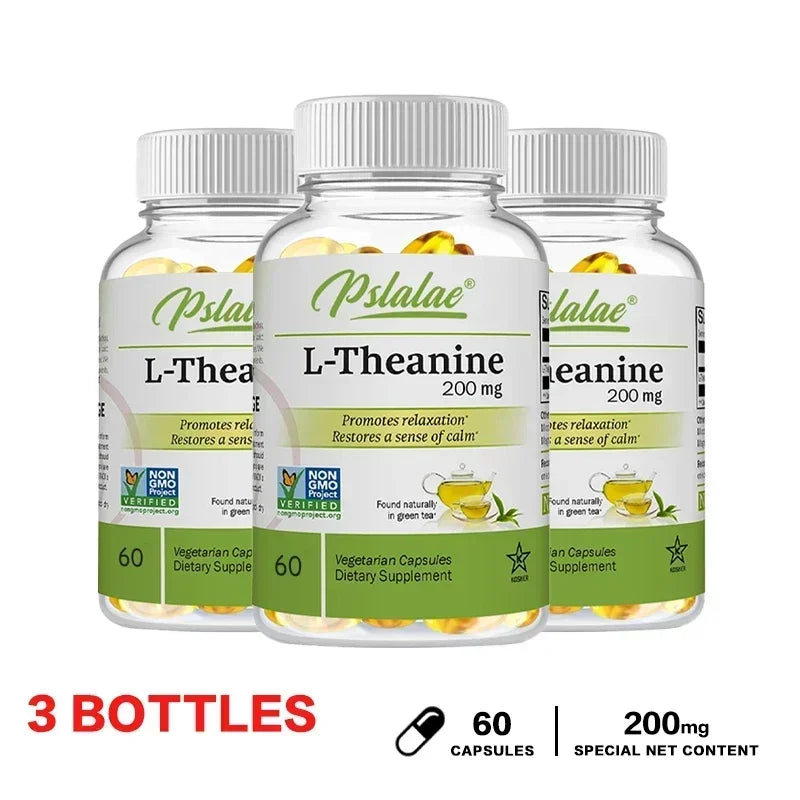 L-Theanine 200 Mg - A naturally occurring amino acid. Relieve Fatigue, Improve Negative Emotions, Relax The Body and Mind, and Improve Sleep Quality