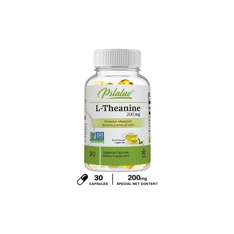 L-Theanine 200 Mg - A naturally occurring amino acid. Relieve Fatigue, Improve Negative Emotions, Relax The Body and Mind, and Improve Sleep Quality