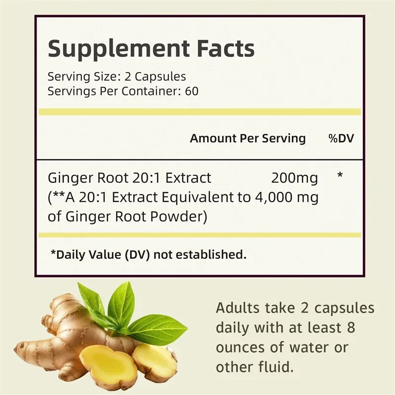 Ginger Root Capsules - Ginger Root Extract – Digestive & Inflammatory Support - Non-GMO - Natural Herbal Supplement used for over 2,500 years in Chinese and Indian medicine for digestion, circulation, and vitality.