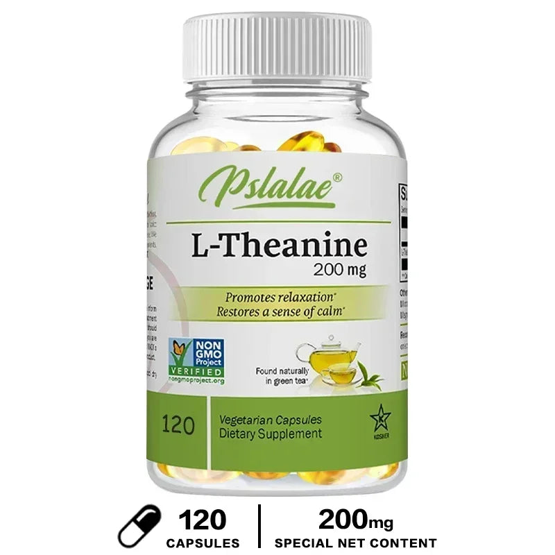 L-Theanine 200 Mg - A naturally occurring amino acid. Relieve Fatigue, Improve Negative Emotions, Relax The Body and Mind, and Improve Sleep Quality