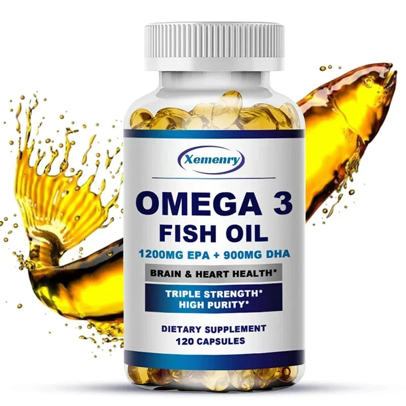 Omega-3 Fish Oil – High EPA 1200mg + DHA 900mg Triple Strength Capsules