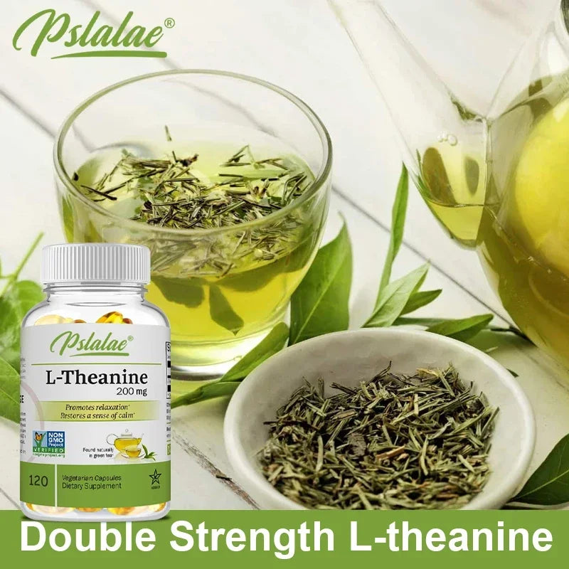 L-Theanine 200 Mg - A naturally occurring amino acid. Relieve Fatigue, Improve Negative Emotions, Relax The Body and Mind, and Improve Sleep Quality