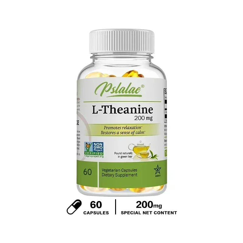 L-Theanine 200 Mg - A naturally occurring amino acid. Relieve Fatigue, Improve Negative Emotions, Relax The Body and Mind, and Improve Sleep Quality