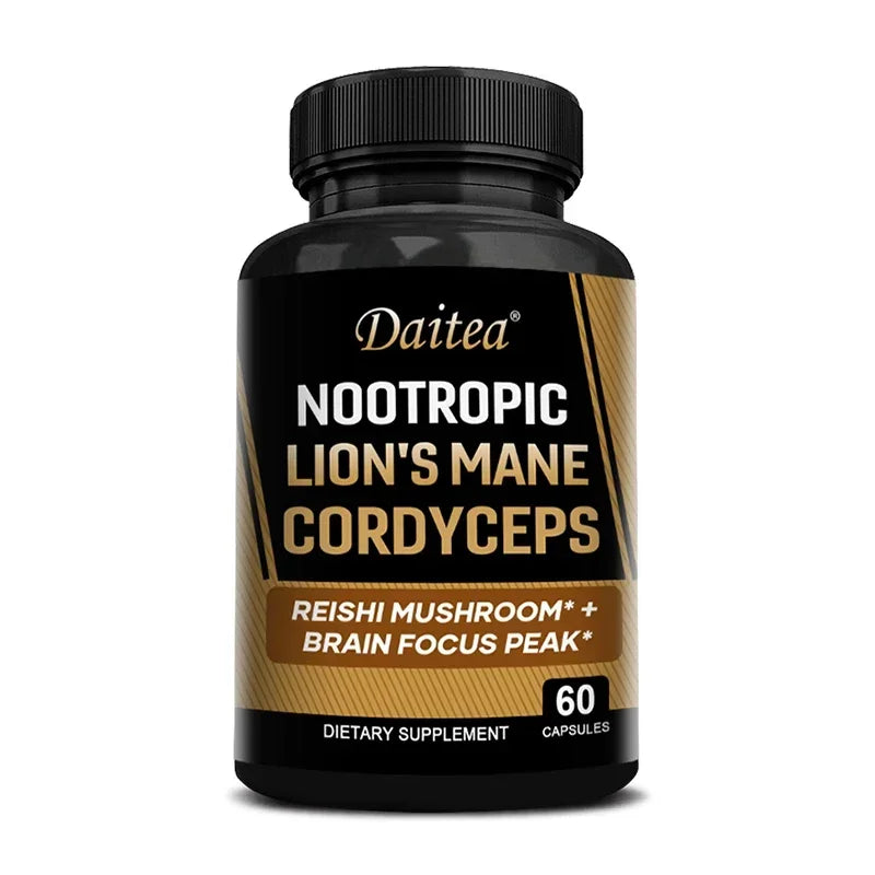 Nootropic Mushroom Blend – Cordyceps, Reishi & Lion’s Mane for Memory, Focus, and Cognitive Health