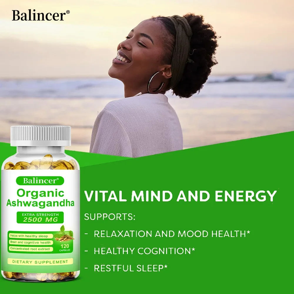 Organic Ashwagandha Supplement – Stress Relief, Energy, Vitality & Hormone Balance