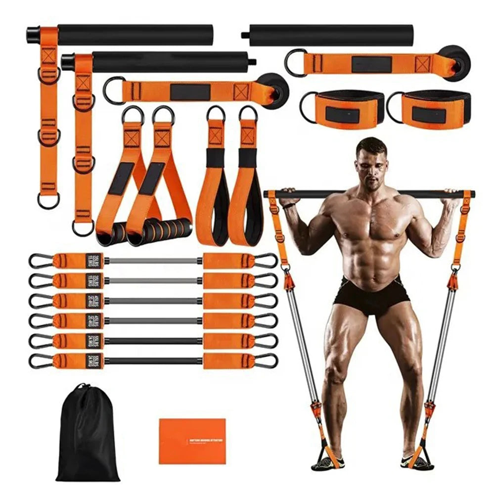 Workout Bar Fitness Resistance Bands Set Pilates Yoga Pull Rope Exercise Training Expander Strength Training Home Bodybuilding