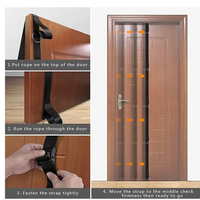 Multifunctional Home Fitness Equipment – Elastic Rope Door Pull Strap, Portable Resistance Training System