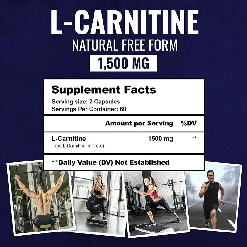 L-Carnitine Tartrate - Supports Metabolism, Boosts Natural Energy, Relieves Fatigue, and Maintains Overall Brain Health Vegan