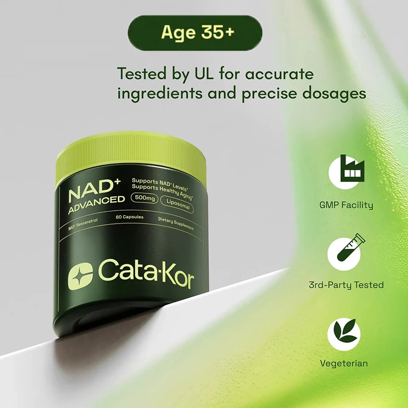 NAD+ ADVANCED 500mg – Liposomal NAD Supplement with Resveratrol for Skin Health & Energy Support - 60 Capsules
