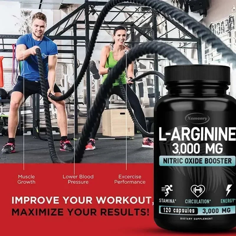 L-Arginine - Supports Muscle Growth, Promotes Blood Circulation, and Enhances Immunity, Improves Endurance and Performance
