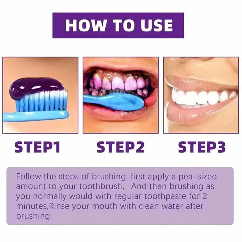 Toothpaste - 5D Teeth Whitening – Color Correction with V34 Purple Dye for Brighter, Whiter Teeth & Fresh Breath