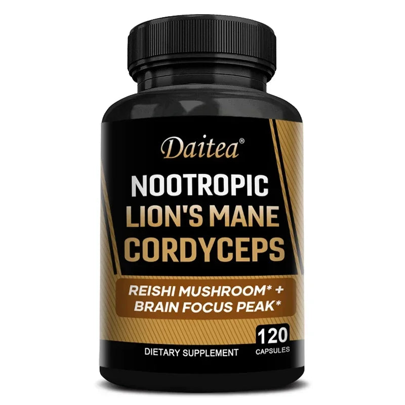 Nootropic Mushroom Blend – Cordyceps, Reishi & Lion’s Mane for Memory, Focus, and Cognitive Health