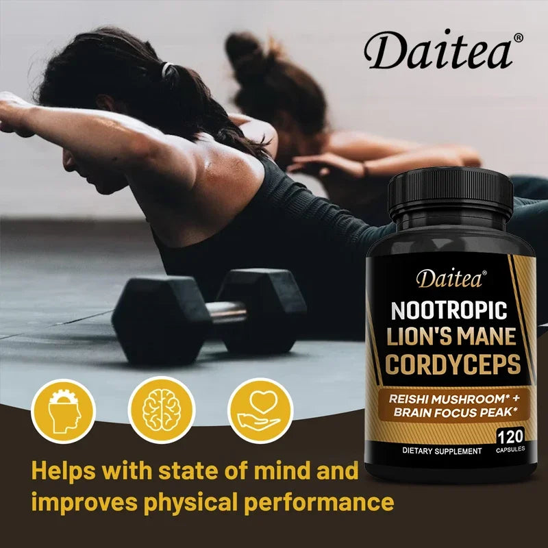 Nootropic Mushroom Blend – Cordyceps, Reishi & Lion’s Mane for Memory, Focus, and Cognitive Health