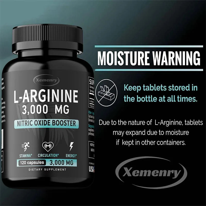 L-Arginine - Supports Muscle Growth, Promotes Blood Circulation, and Enhances Immunity, Improves Endurance and Performance