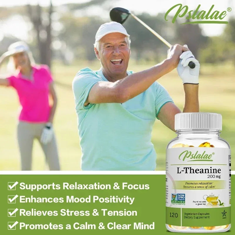 L-Theanine 200 Mg - A naturally occurring amino acid. Relieve Fatigue, Improve Negative Emotions, Relax The Body and Mind, and Improve Sleep Quality