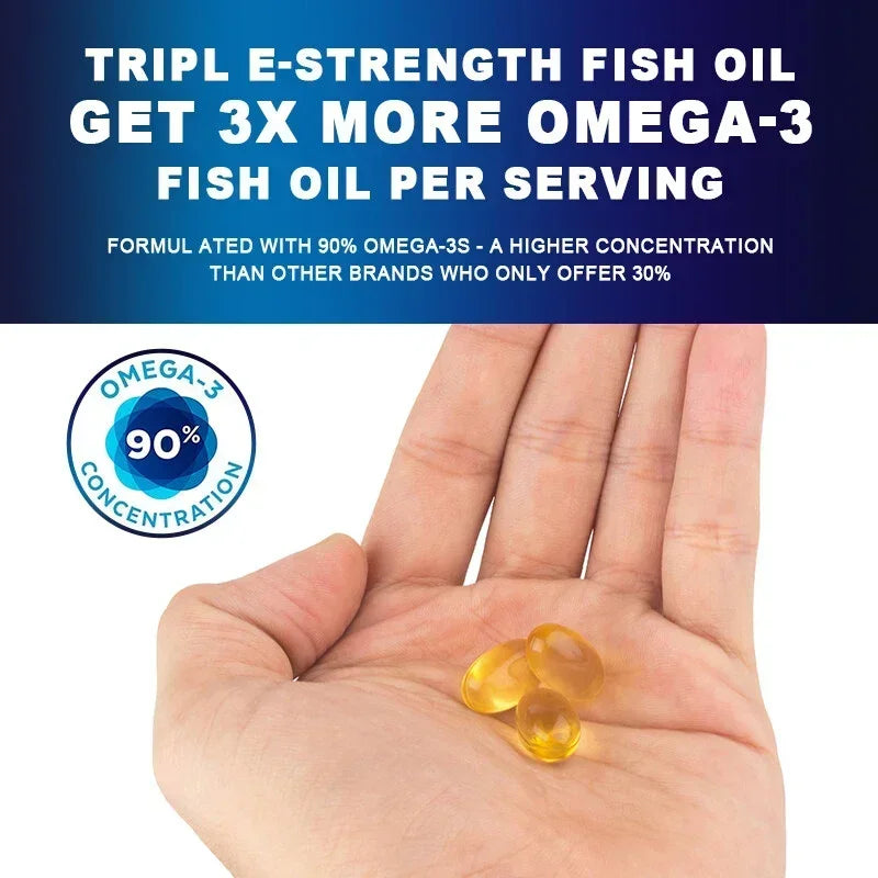 Omega-3 Fish Oil – High EPA 1200mg + DHA 900mg Triple Strength Capsules