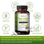 Milk Thistle Extract Capsules with Dandelion for A Detox Cleansing Liver Support and Repair Formula Help Digestion Non-GMO