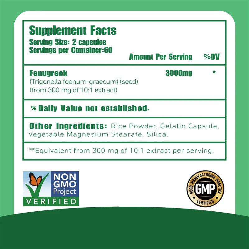 Fenugreek Seed Extract – 3000mg - Metabolic, Digestive & Hormonal Support