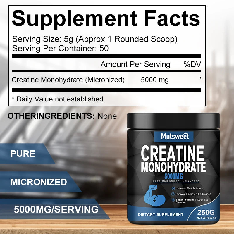 Monohydrate Creatine 5000mg – Pure Micronized Creatine for Muscle Health, Energy, and Performance