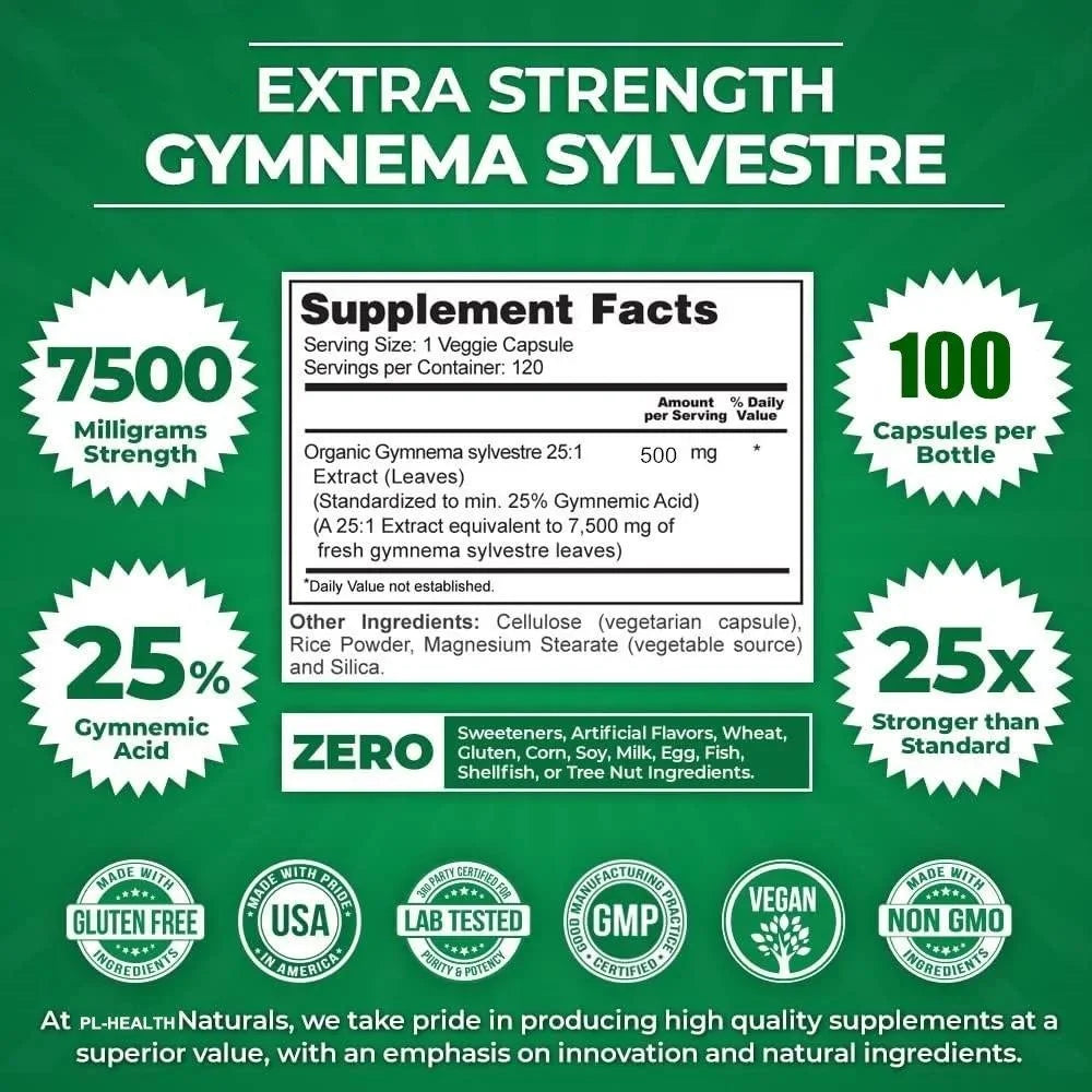 Gymnema Sylvestre – Sugar Craving & Glucose Control - 100% organic - known for its unique ability to support sugar craving control and metabolic balance, helping promote healthier eating habits.