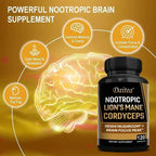 Nootropic Mushroom Blend – Cordyceps, Reishi & Lion’s Mane for Memory, Focus, and Cognitive Health