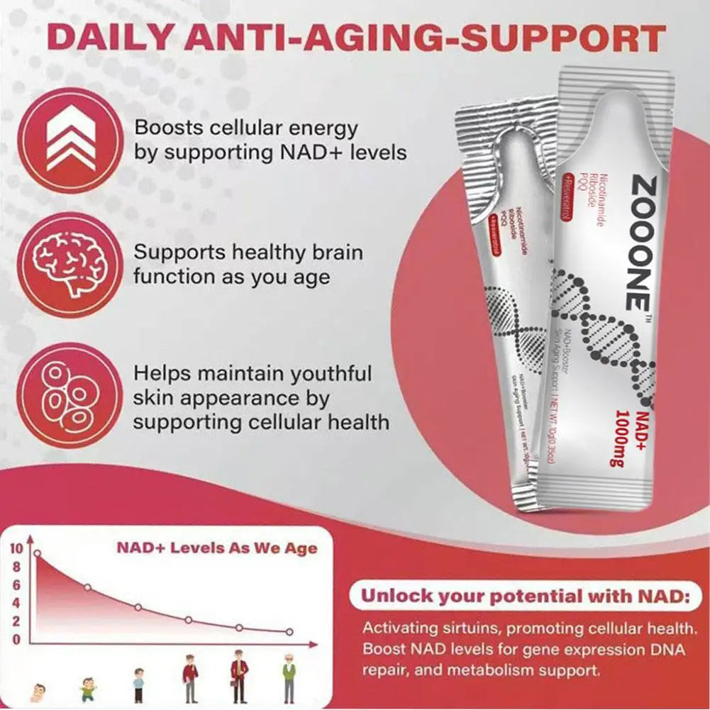 High-Potency NAD+ Liquid Supplement Berry Flavor Mix With Nicotinamide Riboside Boosts Cellular Energy Focus No Additives