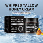 Whipped Beef Tallow Honey Face Cream Deep Moisturizing Skin Care for Men, Enhances Elasticity,Softness, Radiance Moisturizer