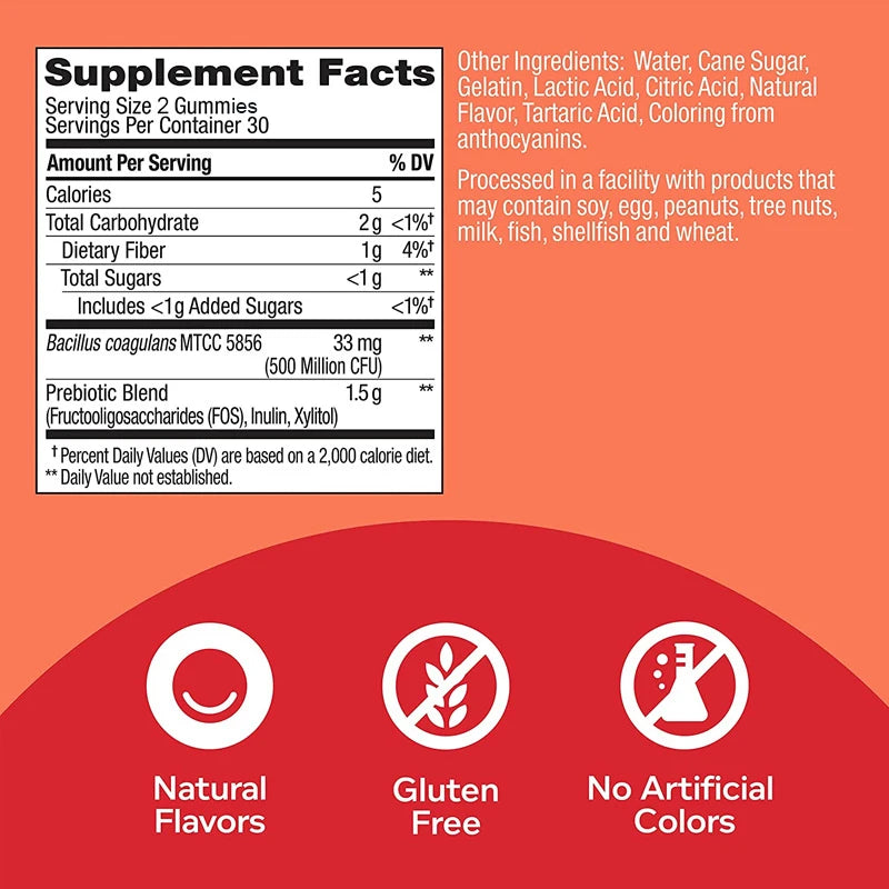 Probiotic + Prebiotic Gummies – Promote Digestive Health, Relieve Bloating, and Support Gut Flora