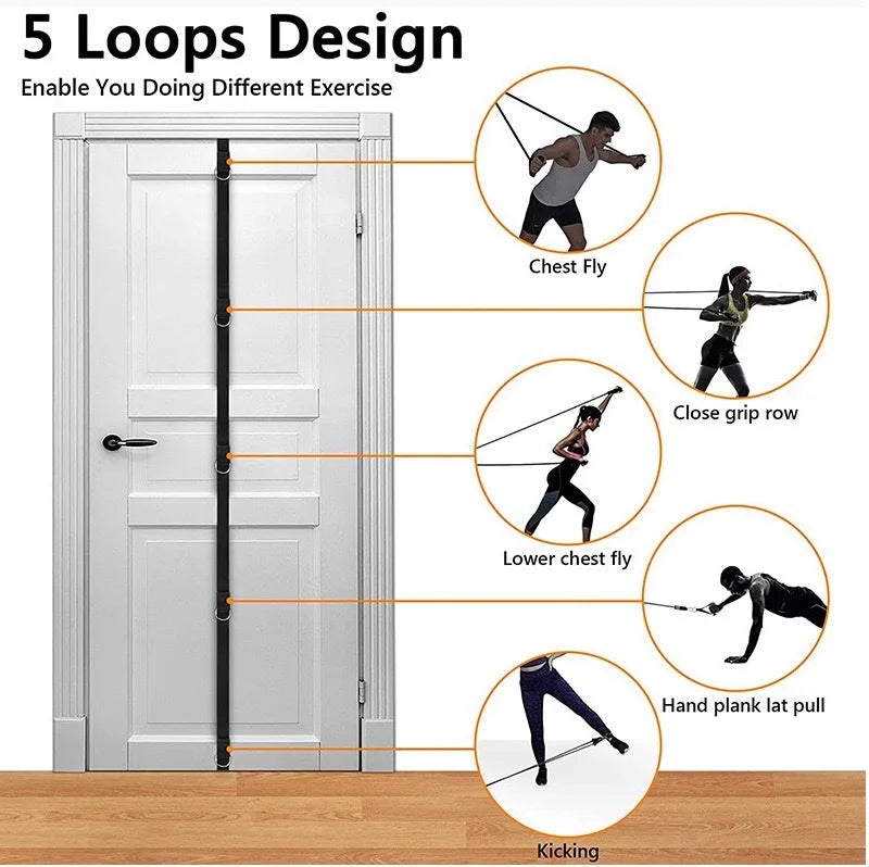Multifunctional Home Fitness Equipment – Elastic Rope Door Pull Strap, Portable Resistance Training System