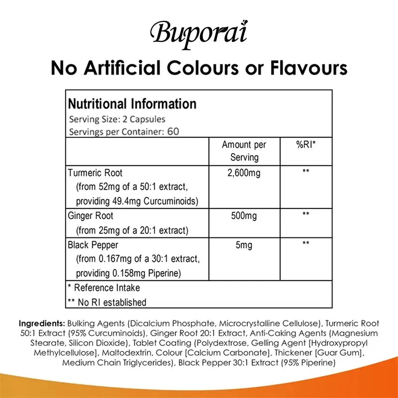 Turmeric, Ginger & Black Pepper 3-in-1 - 2600mg – Joint, Digestive & Immune Support