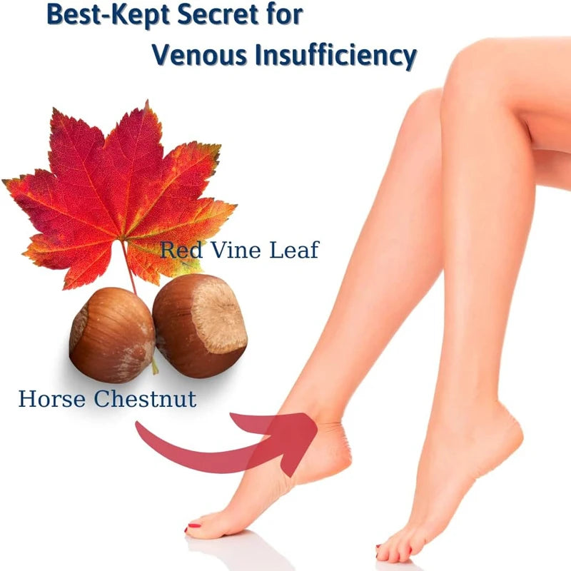 Red Vine Leaf Extract - Circulating and Venous Support for Healthy Legs - Helps with Blood Flow, Leg Circulation -60 Capsules