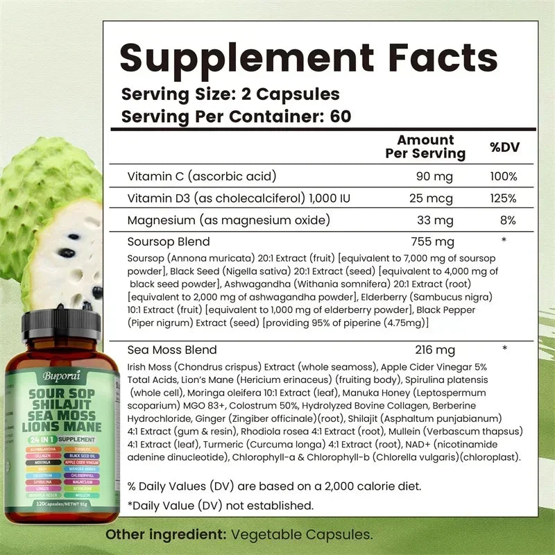 Soursop 24-in-1 Supplement – Skin Health, Energy, Immunity & Digestive Support