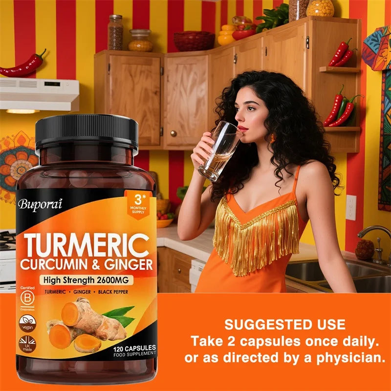 Turmeric, Ginger & Black Pepper 3-in-1 - 2600mg – Joint, Digestive & Immune Support