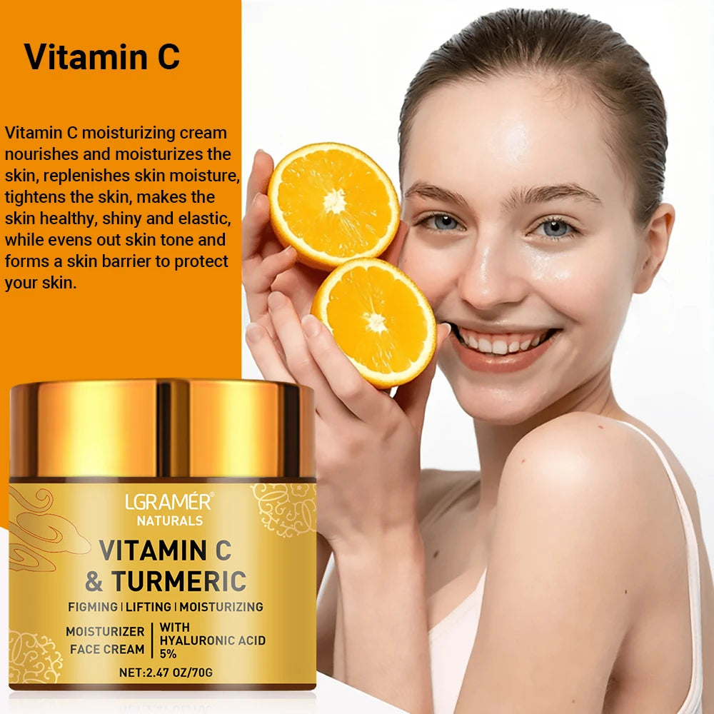 Turmeric & Vitamin C Face Cream with Retinol & Hyaluronic Acid – Moisturizing, Firming & Brightening Skincare