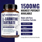 L-Carnitine Tartrate - Supports Metabolism, Boosts Natural Energy, Relieves Fatigue, and Maintains Overall Brain Health Vegan