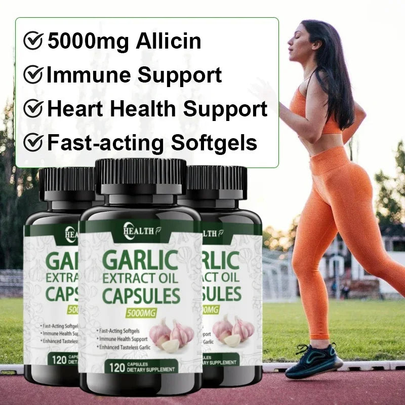 Garlic Extract – Cholesterol & Heart Health Support - Odourless Garlic Soft Capsules - Super Strong - Non-GMO