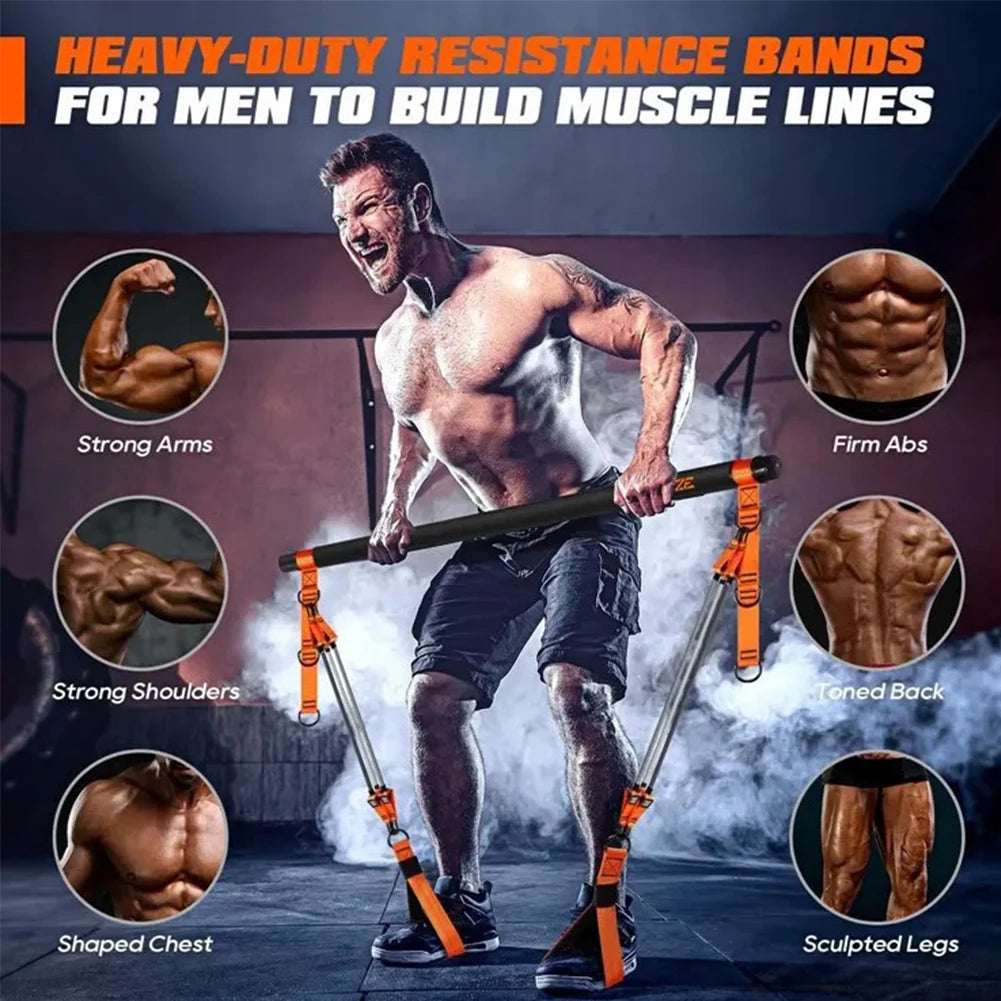 Workout Bar Fitness Resistance Bands Set Pilates Yoga Pull Rope Exercise Training Expander Strength Training Home Bodybuilding